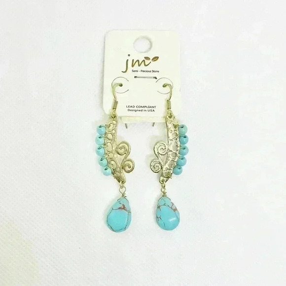 Dangling Marble Earrings with red hues - Picture 3 of 4